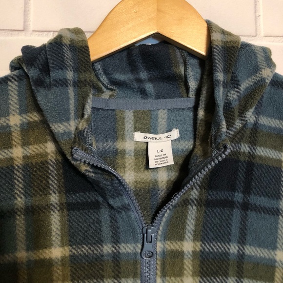 O'Neill Men's Blue Green Fleece Pockets Half Zip Pullover Hoodie Sweater L - Picture 9 of 10